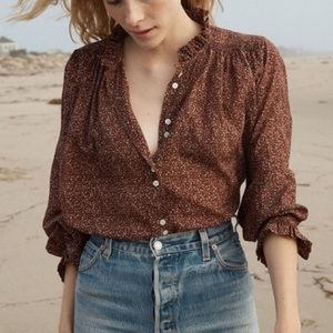 DÔEN Rose Floral Top in Rust Ditzy Floral